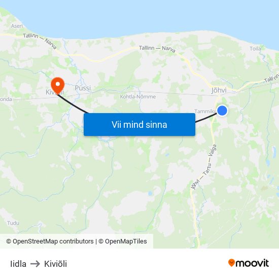 Iidla to Kiviõli map