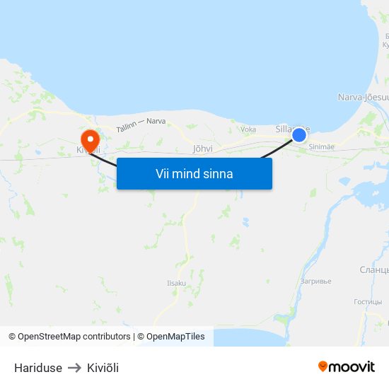 Hariduse to Kiviõli map