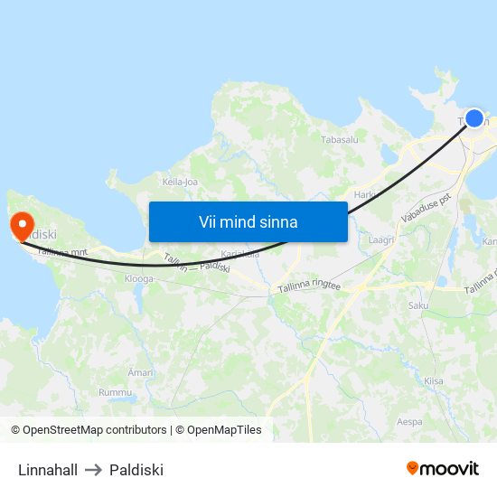 Linnahall to Paldiski map
