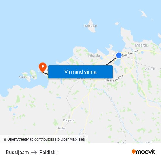 Bussijaam to Paldiski map