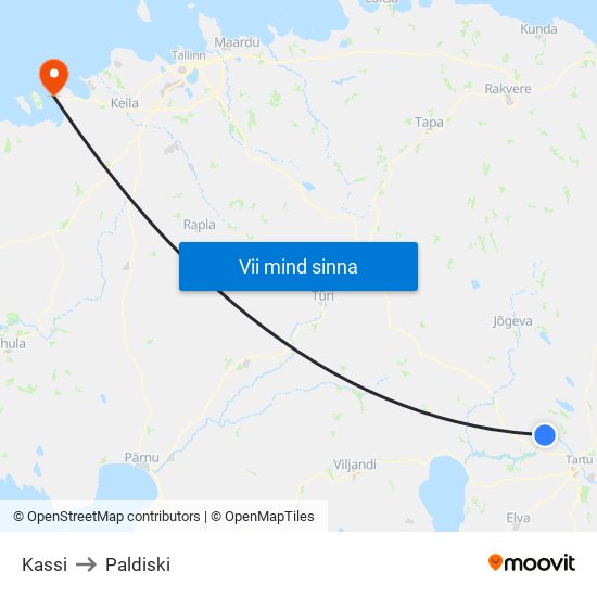 Kassi to Paldiski map