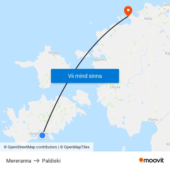 Mereranna to Paldiski map