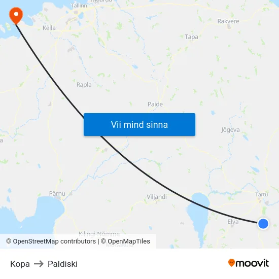 Kopa to Paldiski map