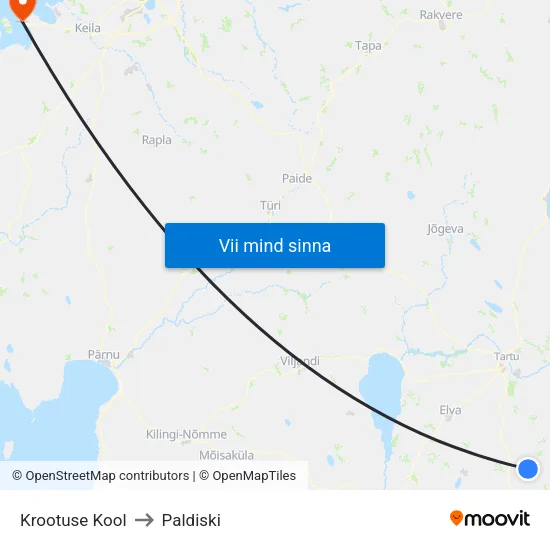 Krootuse Kool to Paldiski map