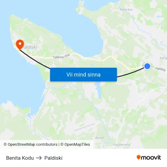 Benita Kodu to Paldiski map