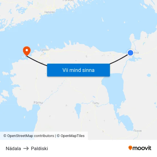 Nädala to Paldiski map