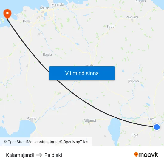 Kalamajandi to Paldiski map