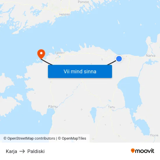 Karja to Paldiski map