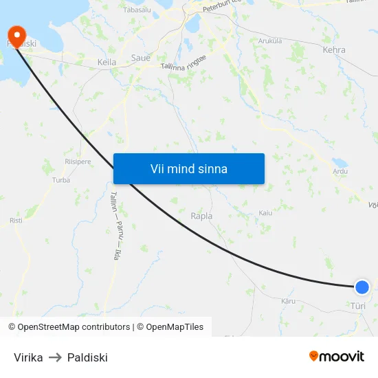 Virika to Paldiski map