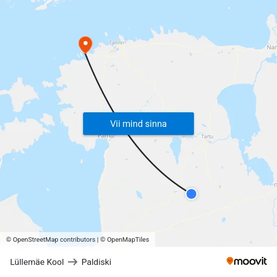 Lüllemäe Kool to Paldiski map