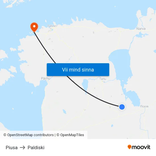 Piusa to Paldiski map