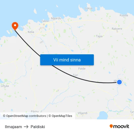 Ilmajaam to Paldiski map
