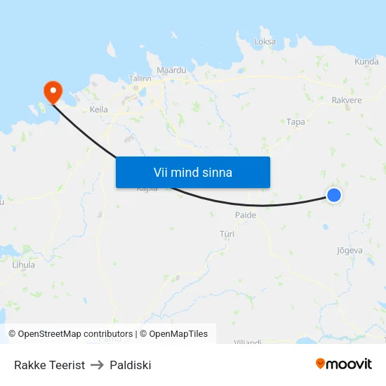 Rakke Teerist to Paldiski map