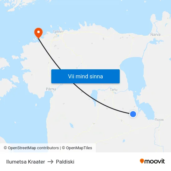 Ilumetsa Kraater to Paldiski map
