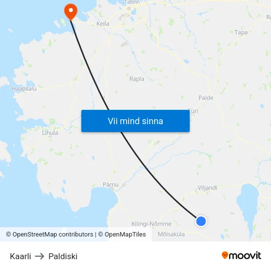 Kaarli to Paldiski map