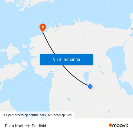 Puka Kool to Paldiski map