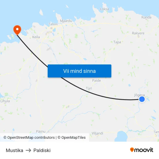 Mustika to Paldiski map