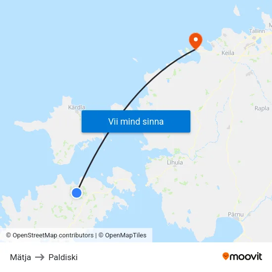 Mätja to Paldiski map