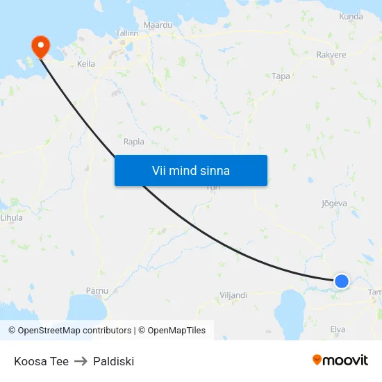 Koosa Tee to Paldiski map