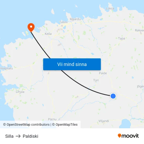 Silla to Paldiski map