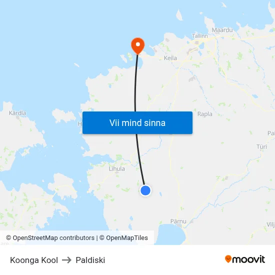 Koonga Kool to Paldiski map