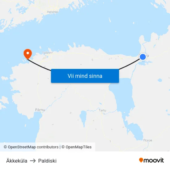 Äkkeküla to Paldiski map