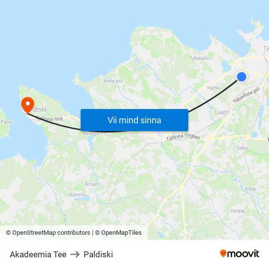 Akadeemia Tee to Paldiski map