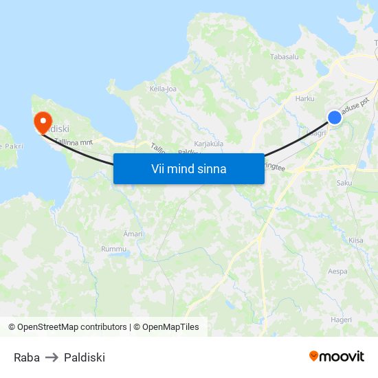 Raba to Paldiski map