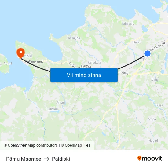Pärnu Maantee to Paldiski map
