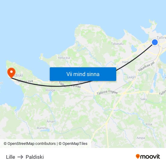 Lille to Paldiski map