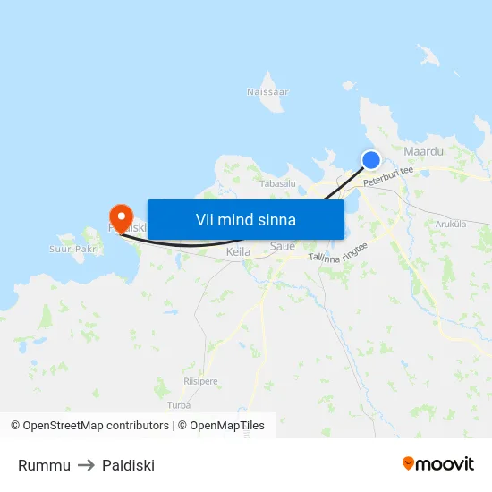 Rummu to Paldiski map