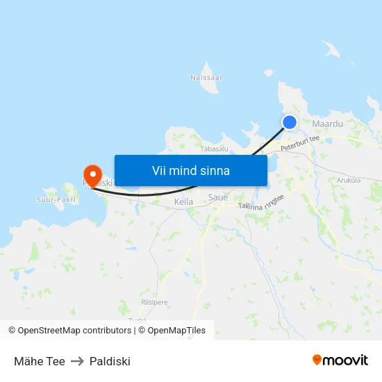 Mähe Tee to Paldiski map