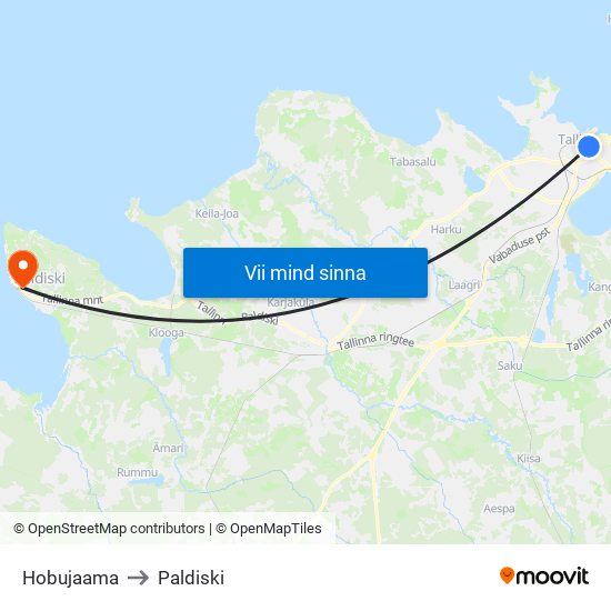 Hobujaama to Paldiski map