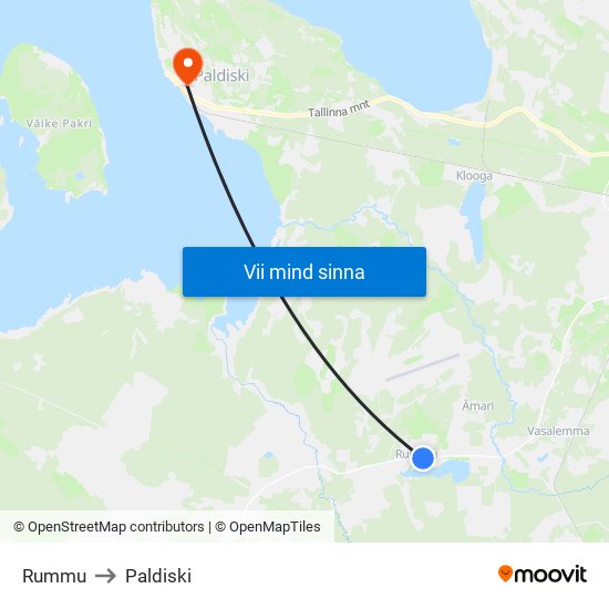 Rummu to Paldiski map