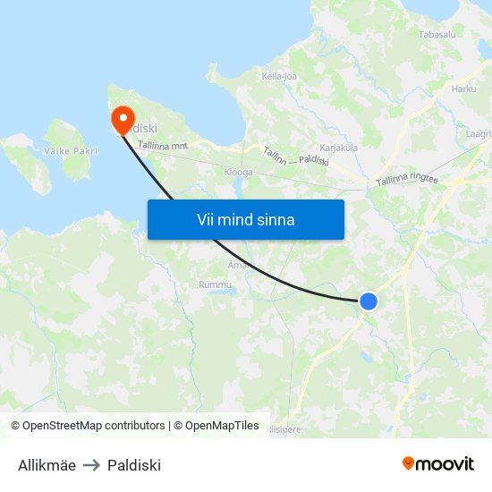 Allikmäe to Paldiski map