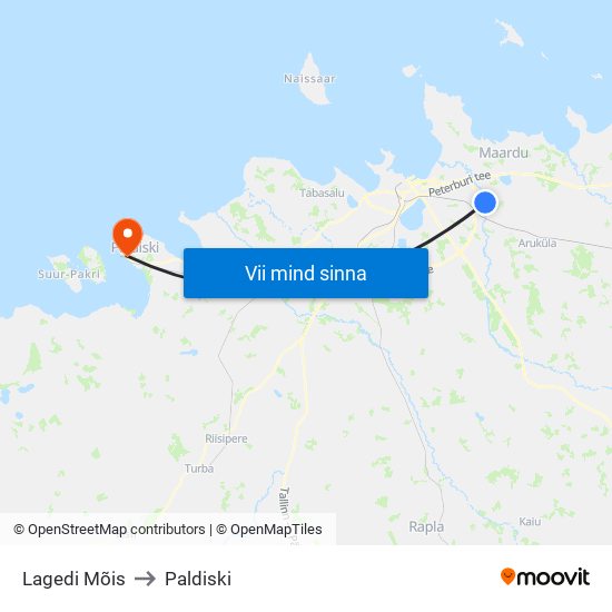 Lagedi Mõis to Paldiski map