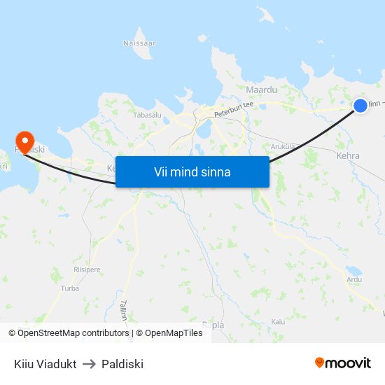 Kiiu Viadukt to Paldiski map