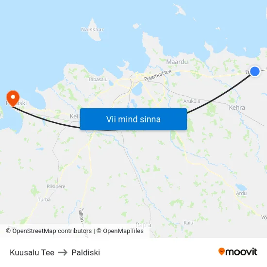 Kuusalu Tee to Paldiski map