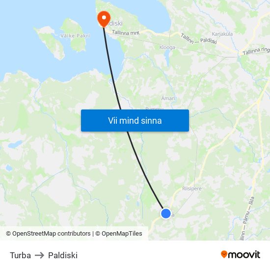 Turba to Paldiski map