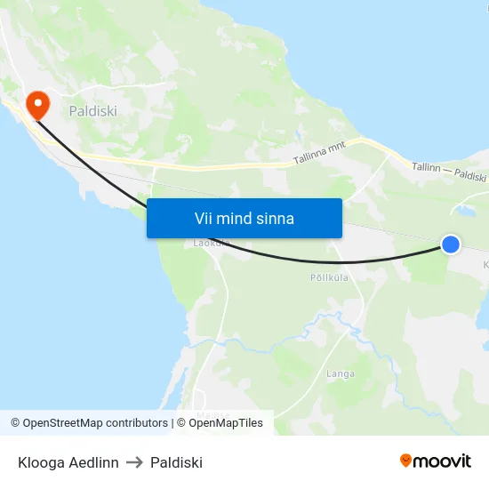 Klooga Aedlinn to Paldiski map