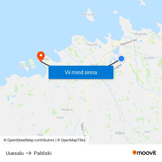 Uuesalu to Paldiski map