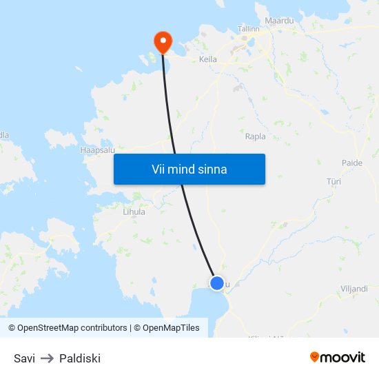 Savi to Paldiski map