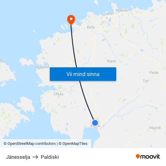 Jänesselja to Paldiski map