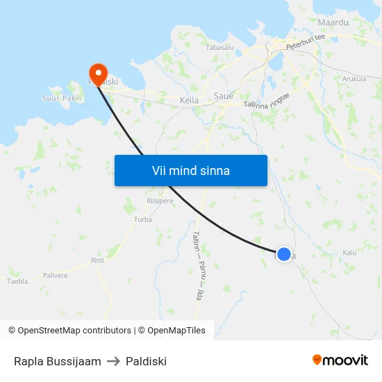 Rapla Bussijaam to Paldiski map