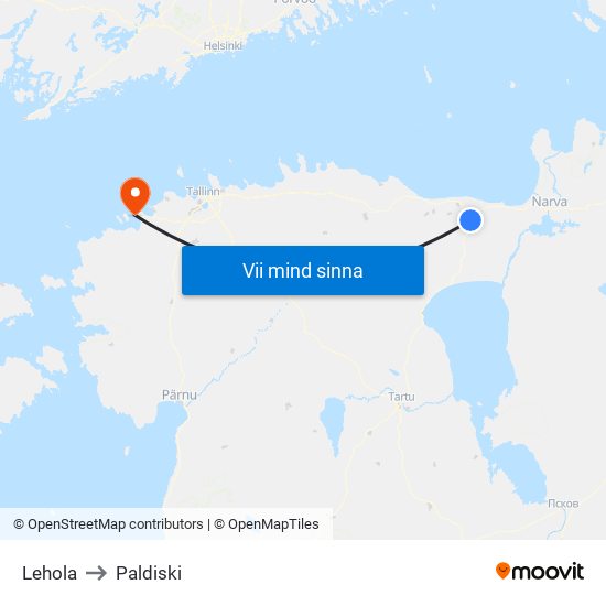 Lehola to Paldiski map