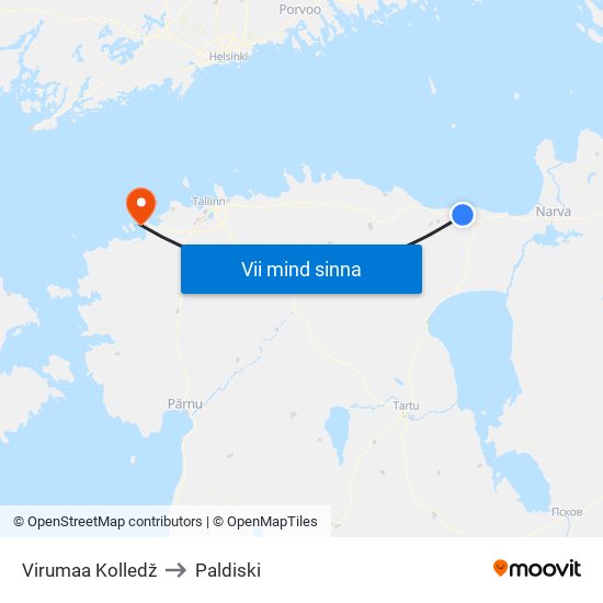 Virumaa Kolledž to Paldiski map