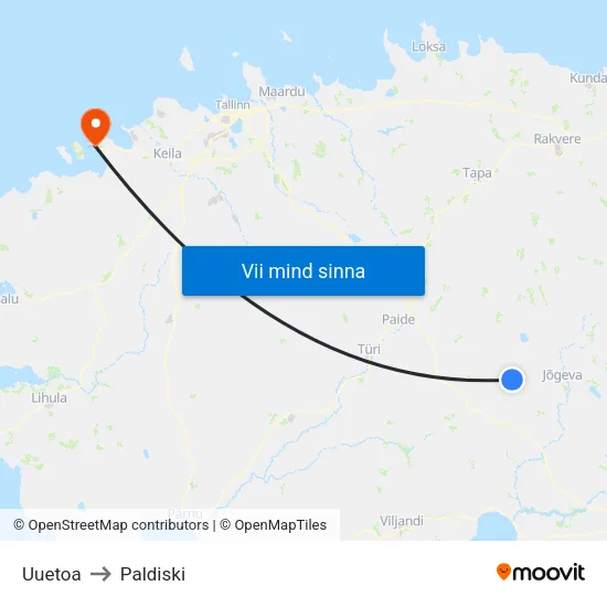 Uuetoa to Paldiski map
