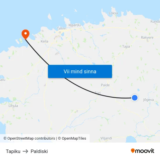Tapiku to Paldiski map