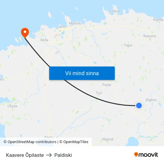 Kaavere Õpilaste to Paldiski map