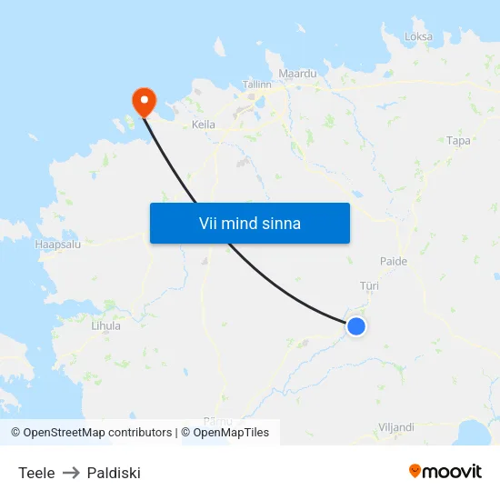 Teele to Paldiski map